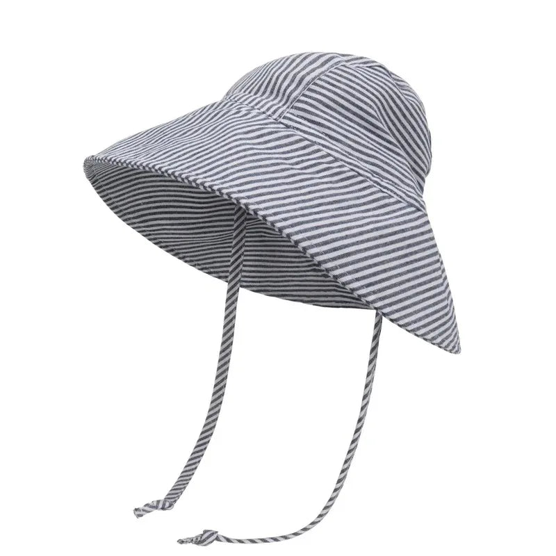 Big Brim Baby Sun Hat | Cotton Linen Kids Bucket Hat for Girls Boys