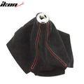 Universal JDM BlackÂ Red Stitch Suede Shift Cover Manual Leather