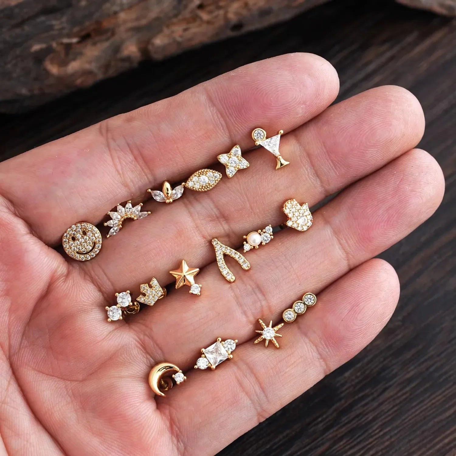 Zircon Star Ear Studs Stainless Steel Cartilage Tragus Helix Piercing | Mixed Style Earrings for Unisex