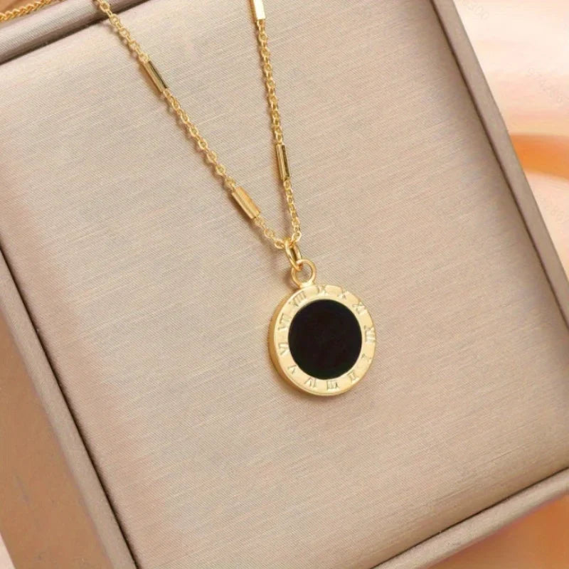 Vintage Roman Numeral Pendant Necklace | Women's Clavicle Chain Jewelry