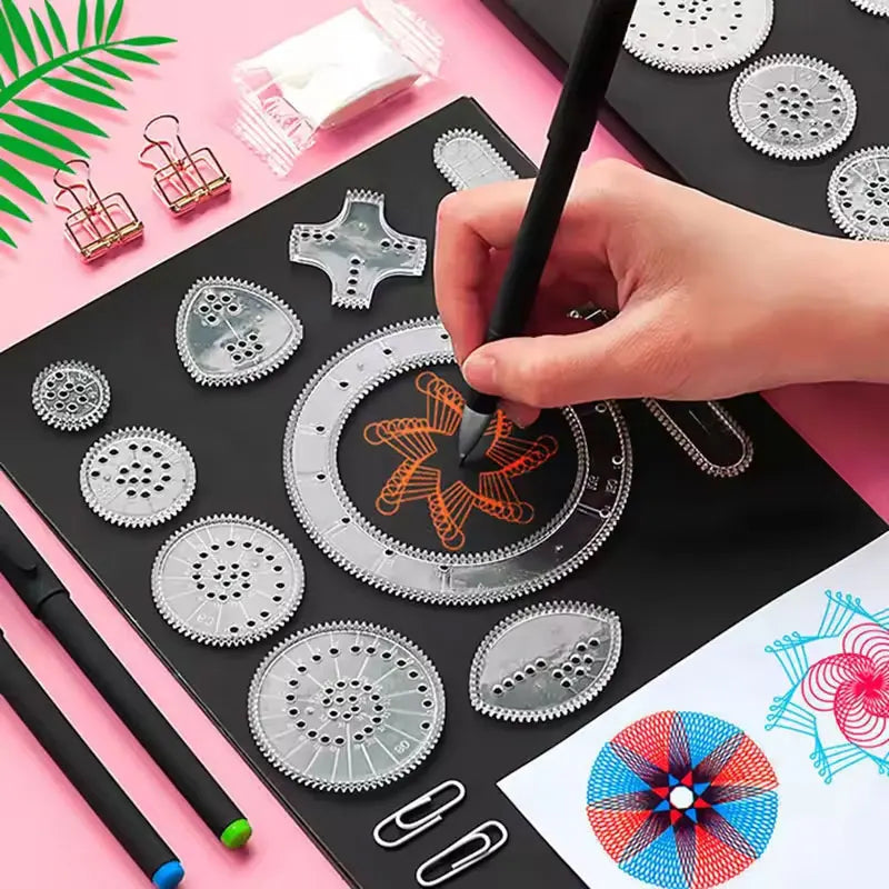 22pcs Spirograph Drawing Toys Set | Geometric Ruler and Mathematical Roulette Art Tool