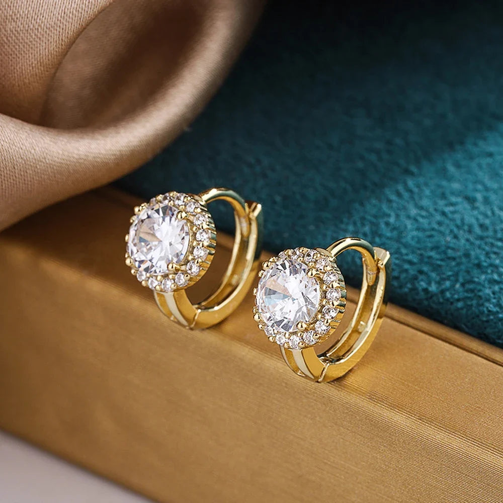 Huitan Cubic Zirconia Hoop Earrings | Dainty Fashion Jewelry for Women