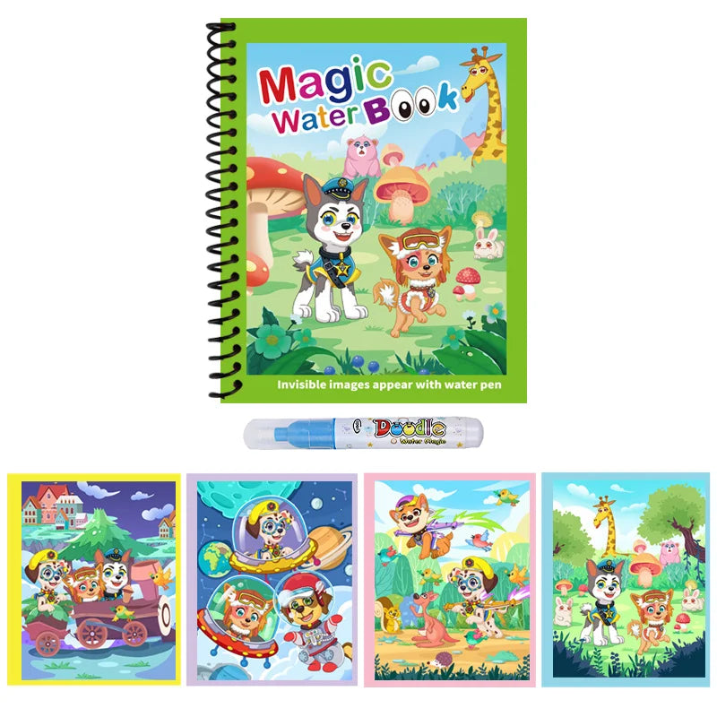 Kids Reusable Water Drawing Book | Mess-Free Magic Painting Pad with Water Pen for Toddlers