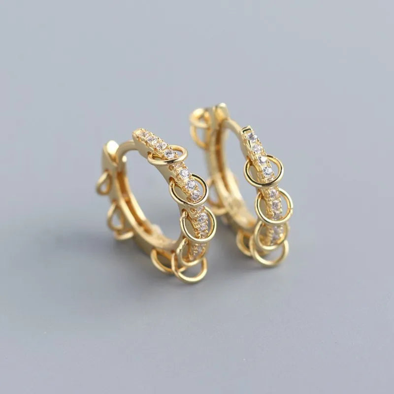ANENJERY CZ Zircon Circle Hoop Earrings | Punk Trendy Fashion Jewelry