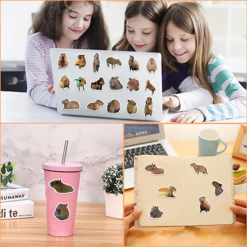 50Pcs Cartoon Capybara Graffiti Stickers | Waterproof Decals for Guitars, Laptops, and Luggage