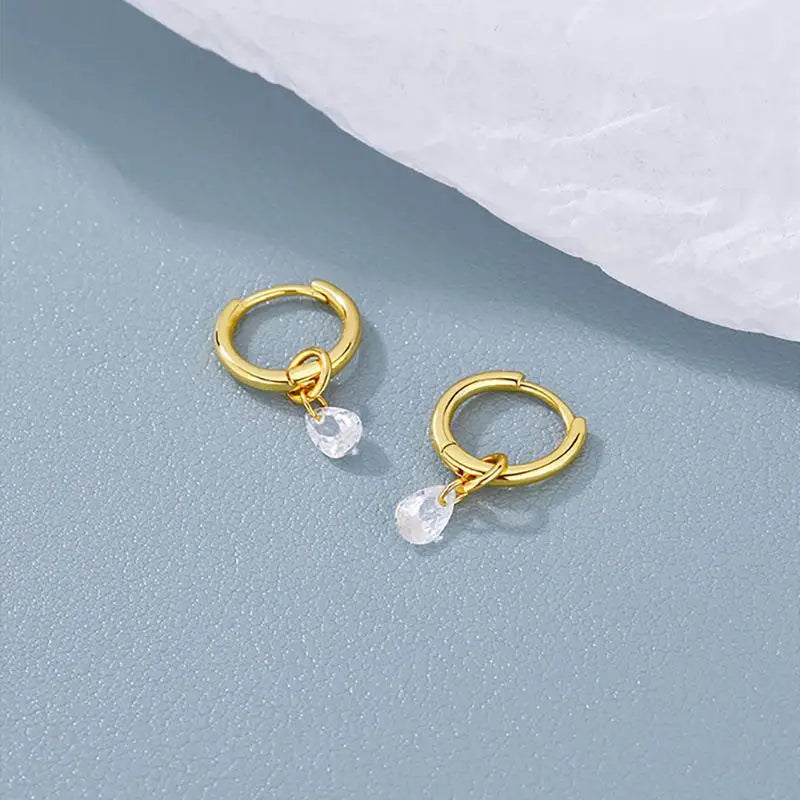 Stainless Steel Waterdrop Zircon Hoop Earrings | Fashion Jewelry for Women and Men