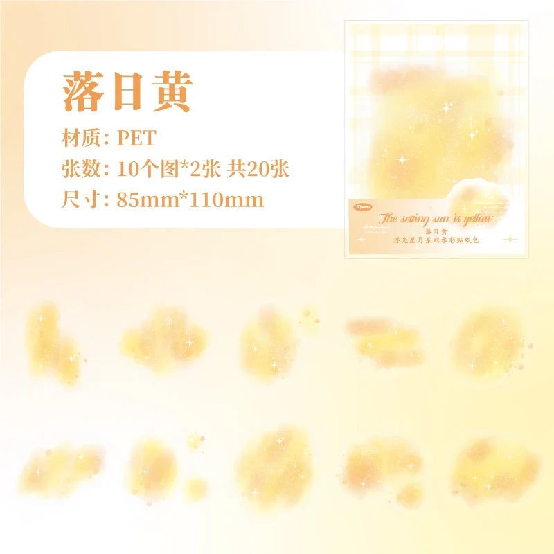 Yoofun 20pcs Watercolor Landscape Stickers | PET Collage for DIY Journal