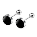 925 Sterling Silver Black Heart Star Stud Earrings | Small Round Earrings for Women