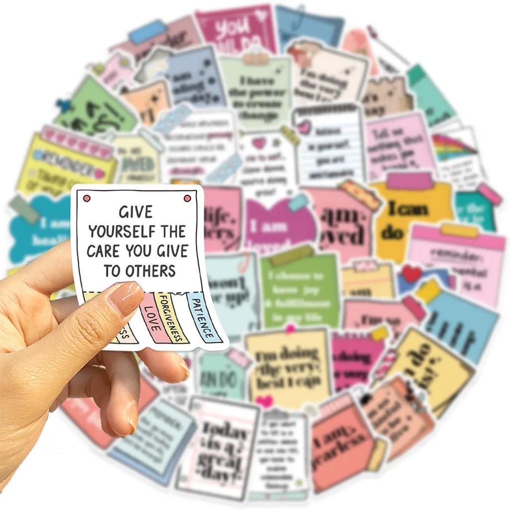 Self Affirming and Motivating Waterproof Graffiti Stickers | 50 Pack for Helmet and Bicycle