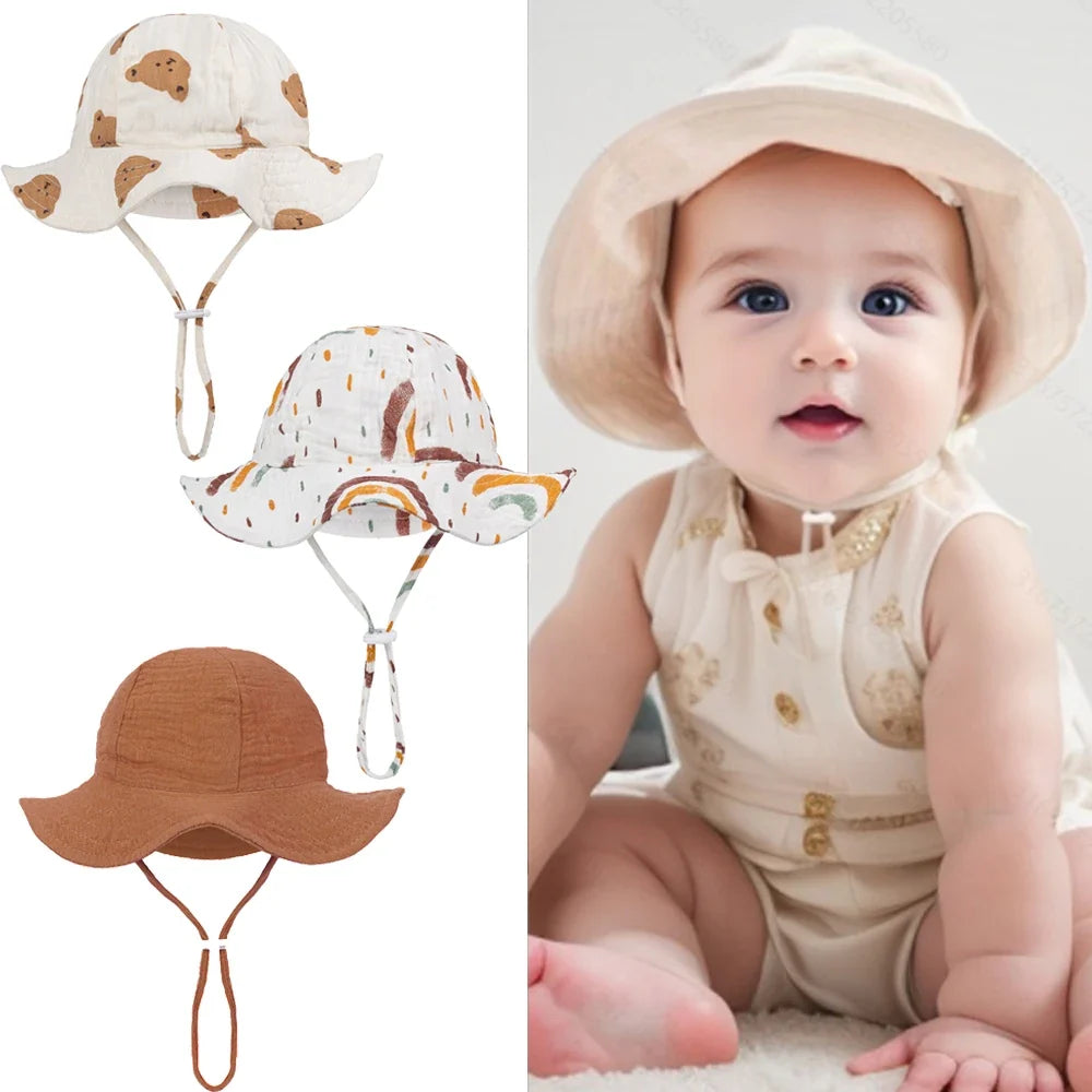 Baby Cotton Bucket Hat | Unisex Sun Protection Hat for Infants 3-12 Months