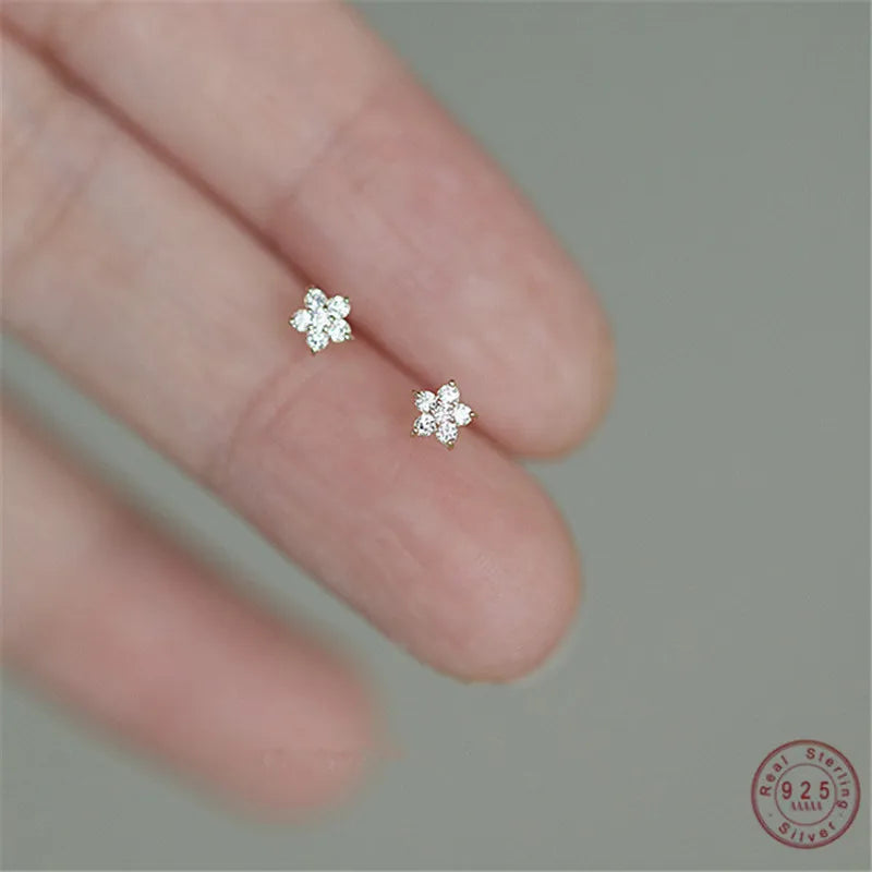 925 Sterling Silver Stud Earrings with Pavé Crystal Star | Simple Fashion Jewelry for Women