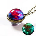 Universe Glass Pendant Necklace | Double-Sided Earth Jewelry for Men Women