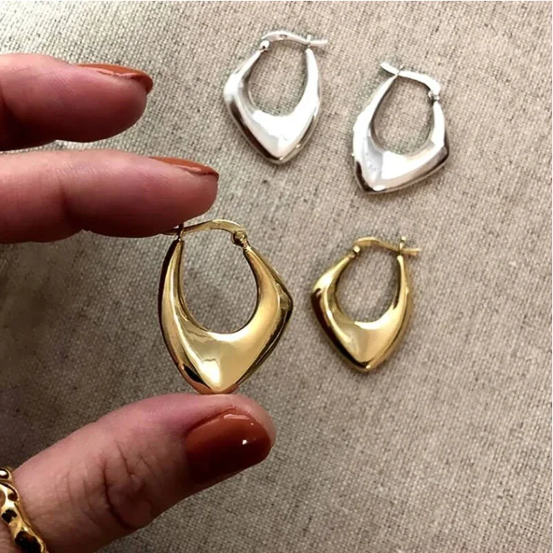 Geometric Metal Hoop Earrings for Women | Trendy Fashion Jewelry Set