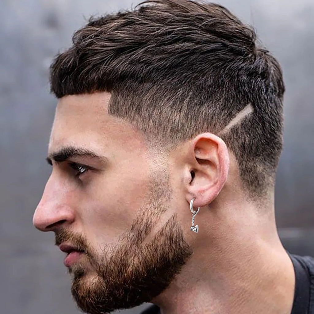 VNOX Viking Axe Hoop Earrings | Stainless Steel Men's Drop Dangle Earrings