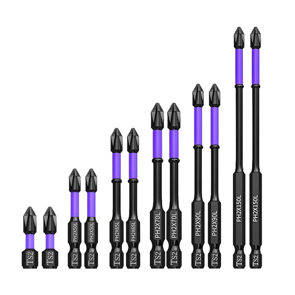 2Pcs Magnetic Batch Heads PH2 Cross Bits | Non-Slip for Screwdrivers and Hand Drills