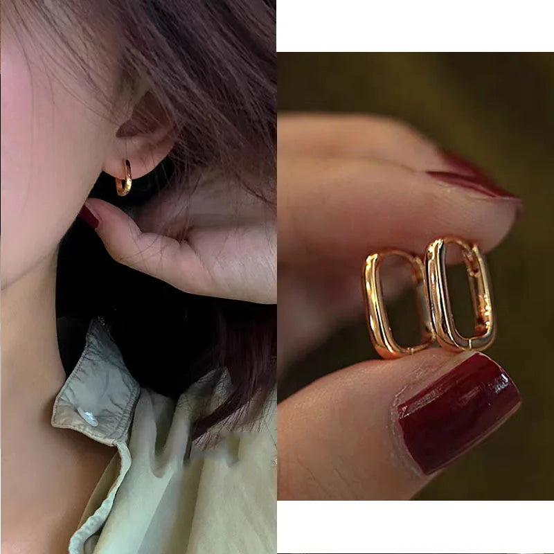 LUXUKISSKIDS Stainless Steel Oval Hoop Earrings | Fashion Geometric Clips for Women