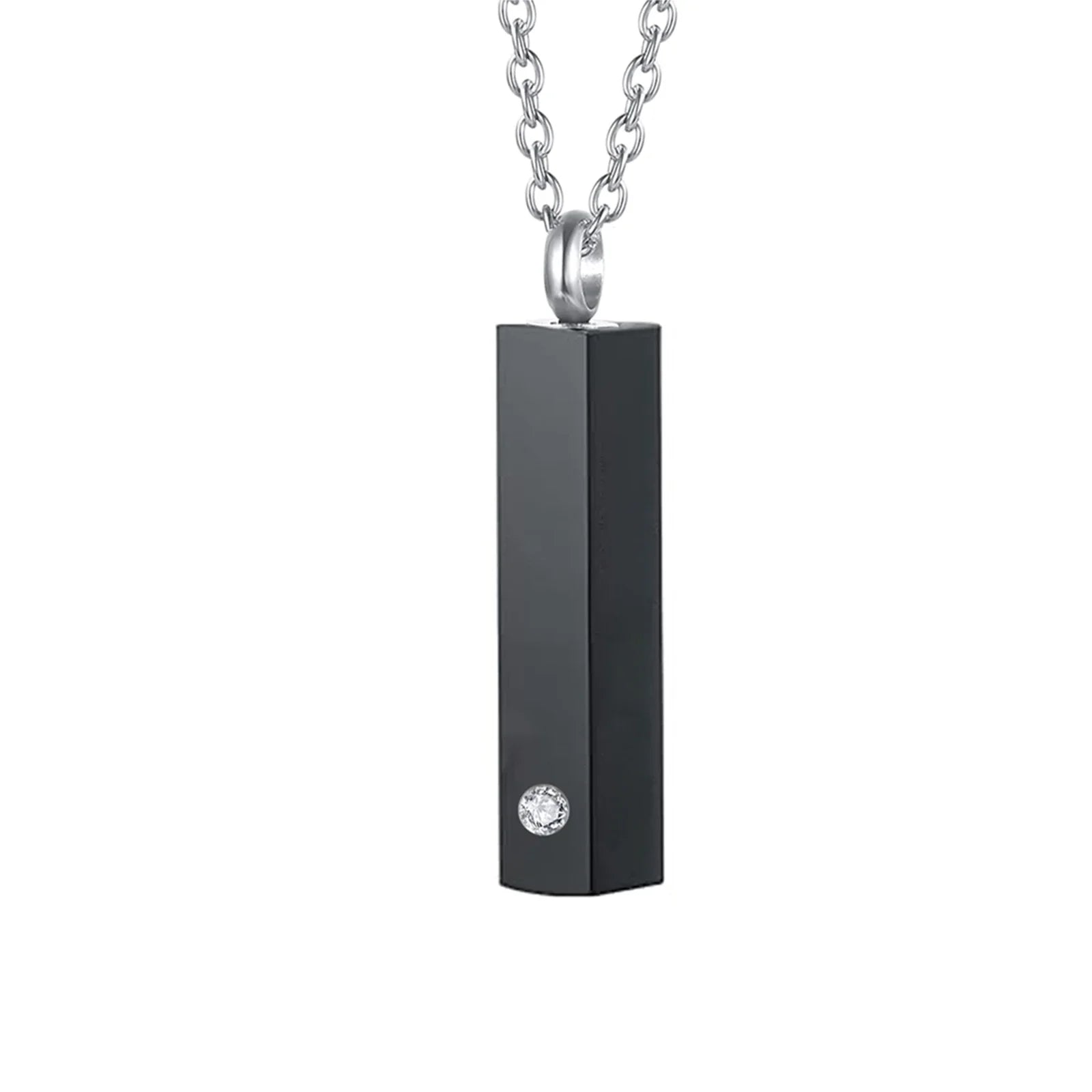 Cube Urn Necklace for Ashes | Aluminum Alloy Cremation Jewelry with Crystal Memorial Pendant