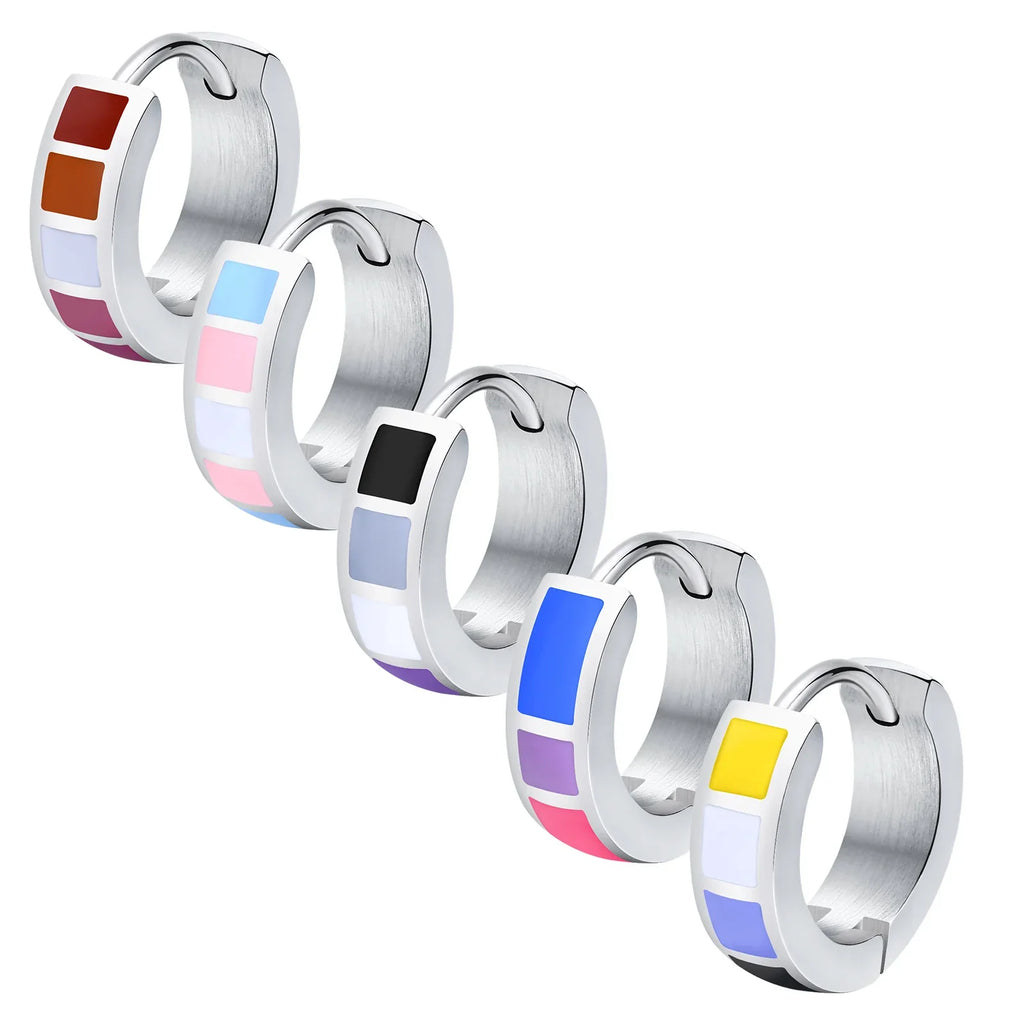 LGBT Rainbow Huggie Hoop Earrings | Pride Flag Stainless Steel Jewelry