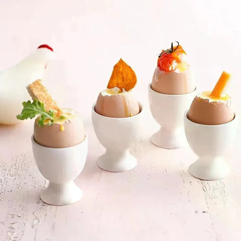 Egg Cup Holder for Hard and Soft Boiled Eggs | White Breakfast Kitchen Accessory