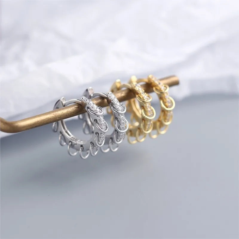 ANENJERY CZ Zircon Circle Hoop Earrings | Punk Trendy Fashion Jewelry