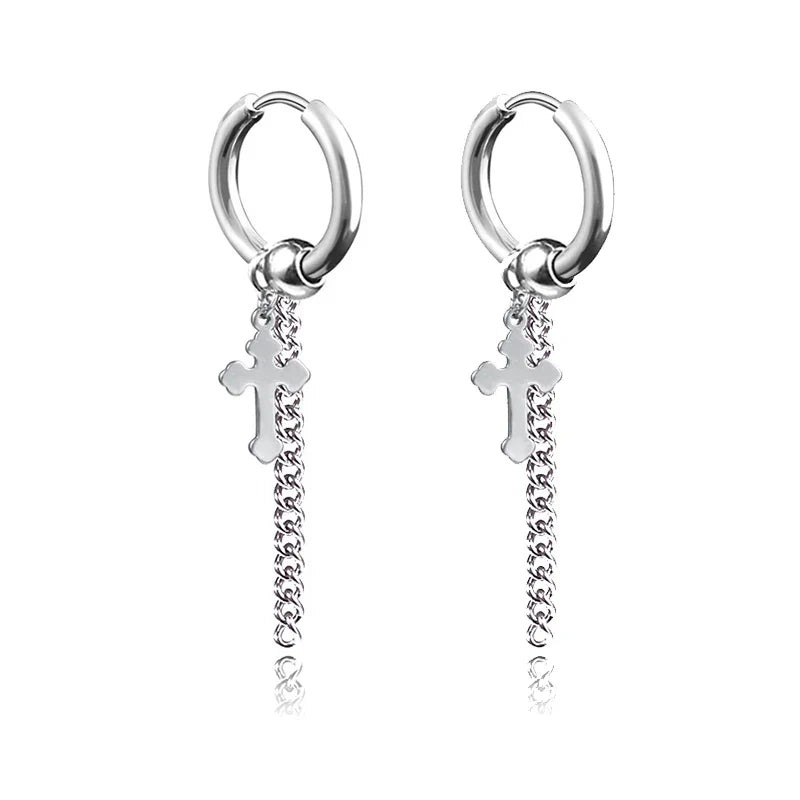 Fashion Punk Gothic Stainless Steel Drop Earrings | Unisex Stud Earrings for Men Women
