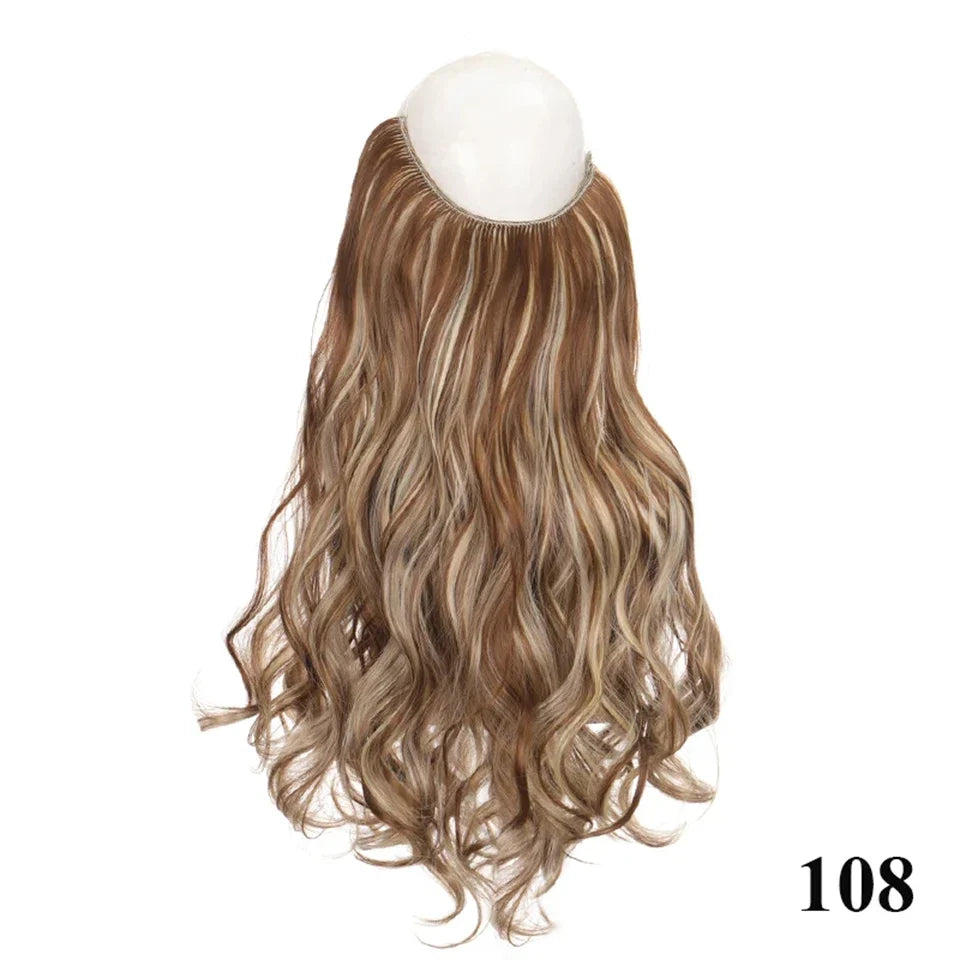 Fish line hair extension piece | 40cm 50cm 60cm straight and curly daily wear for women