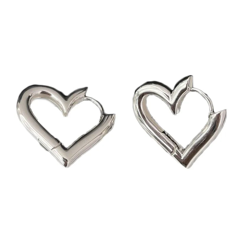 925 Sterling Silver Heart Love Hoop Stud Earrings | Hypoallergenic Fine Jewelry for Women