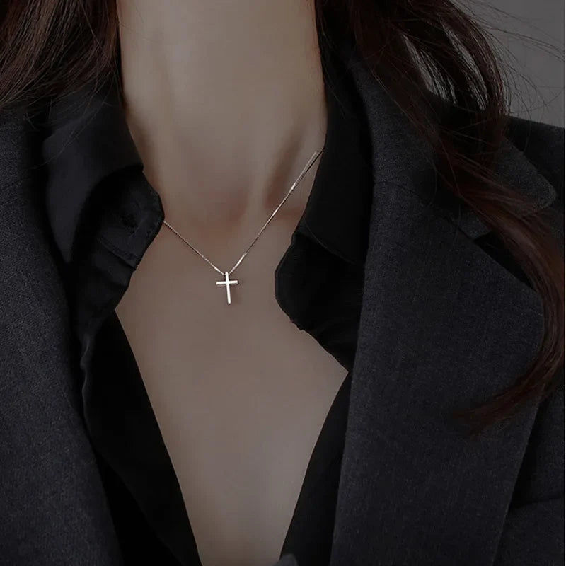 925 Sterling Silver Cross Necklace | Elegant Women's Pendant Jewelry