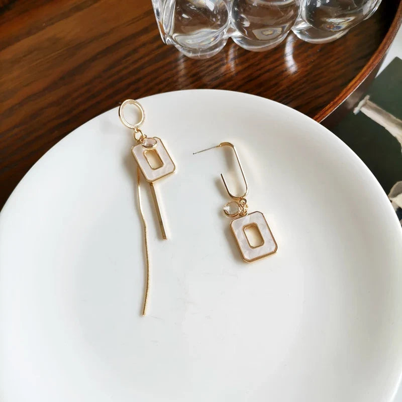 S925 Asymmetrical Drop Earrings | Fashion Statement Jewelry
