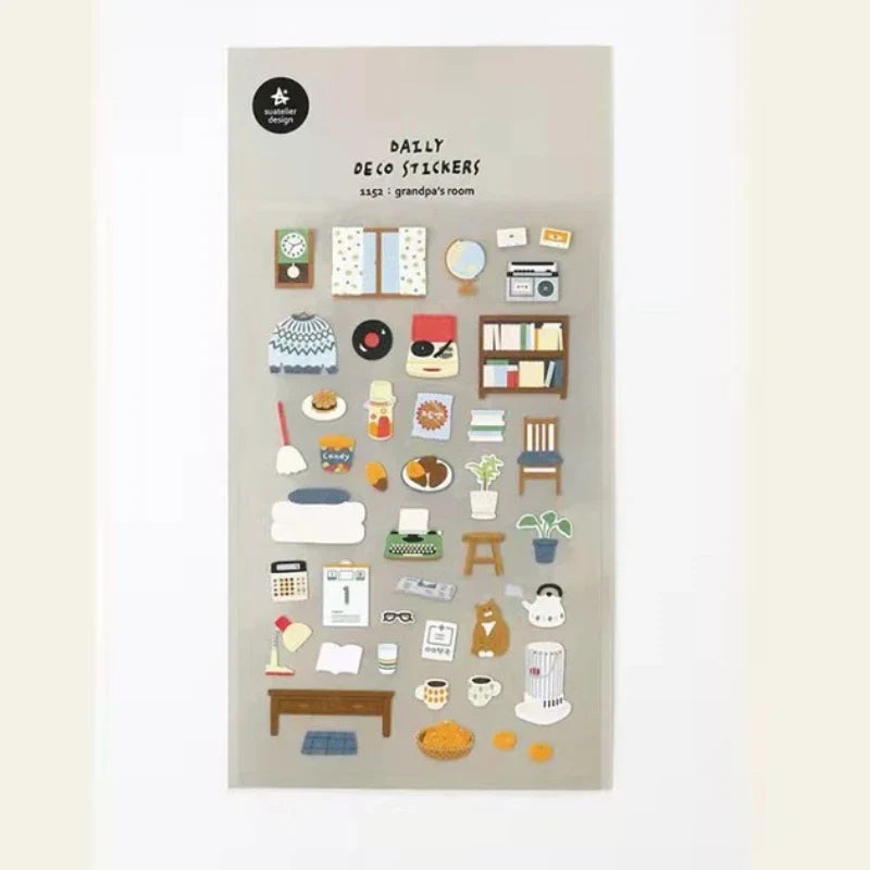 Korean Import Suatelier Grandapa's Room Paper Stickers | Scrapbooking DIY Decorative Supply