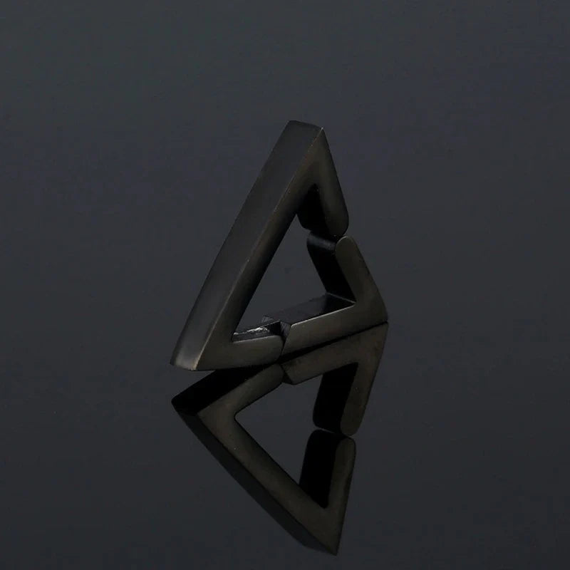 Stainless Steel Non-Piercing Triangle Earrings | Punk Hip Hop Ear Clip Set