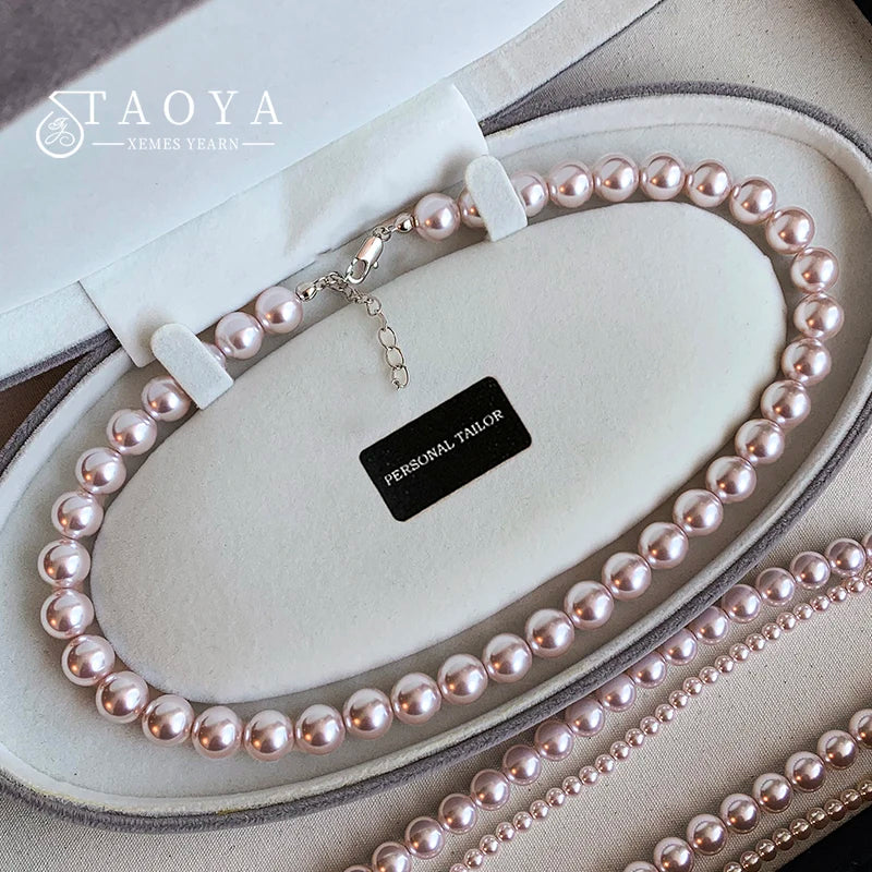 Rose Purple Pearl Bead Choker Necklace | Elegant Korean Jewelry for Women