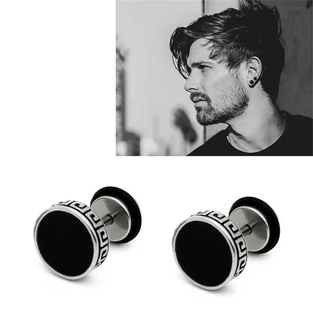 2pcs 316L Stainless Steel Vintage Flat Back Stud Earrings | Unisex Screw Back Cartilage and Tragus Piercing Jewelry