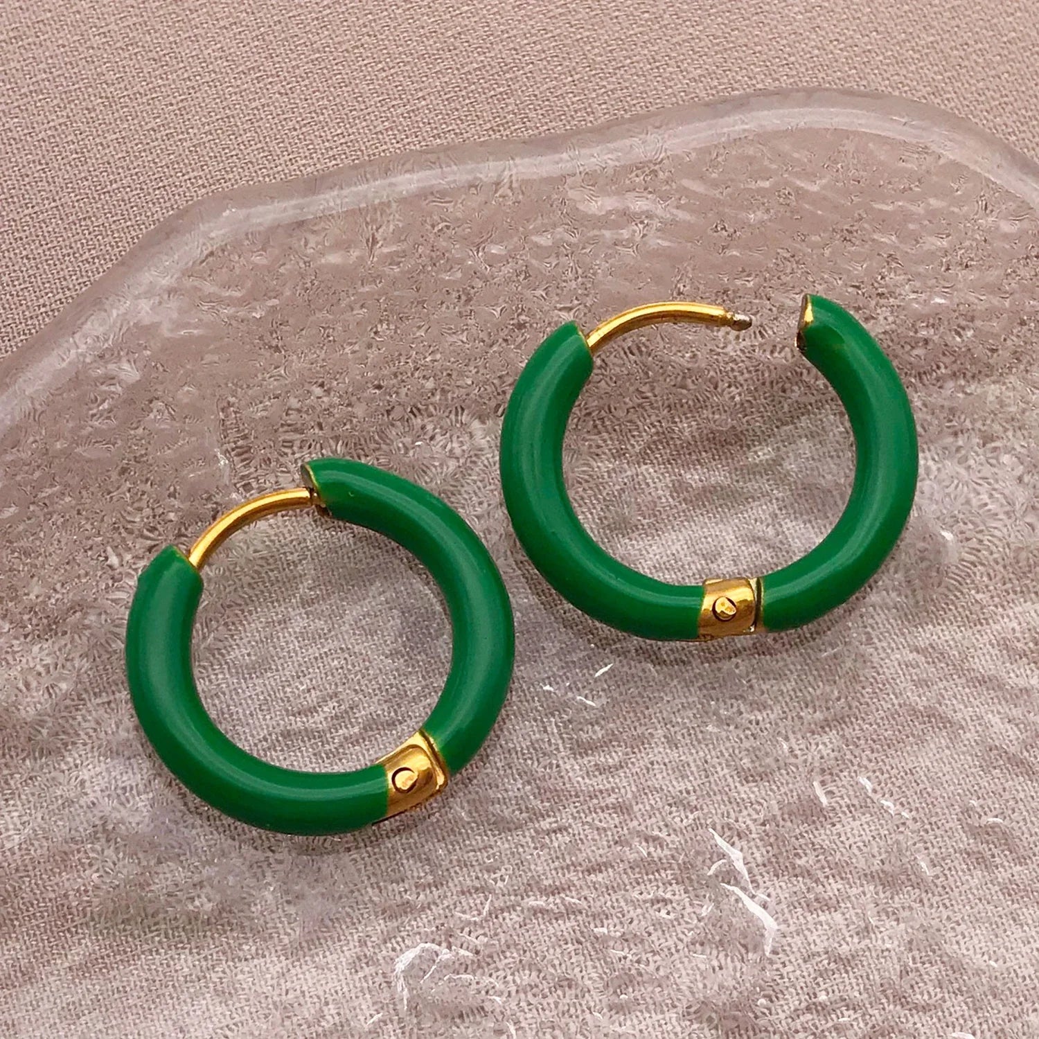2pcs Candy Color Enamel Hoop Earrings | Sweet Summer Stainless Steel Jewelry