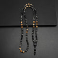 6mm Natural Map Stone Beaded Necklace | Black Shimmerstone Hematite for Unisex