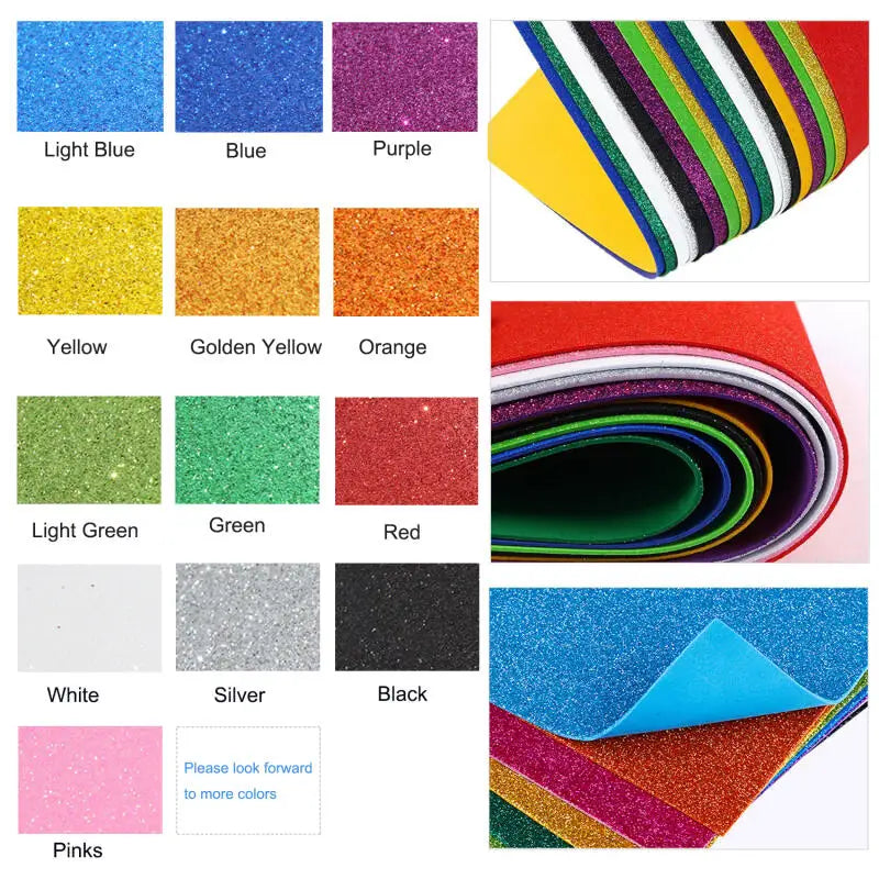 Glitter Foam Paper Sheets for DIY Crafts | Sparkle EVA Craft Foam 40x60cm