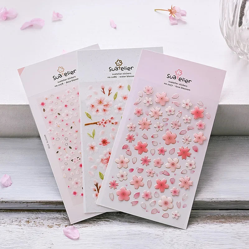 Korean Cherry Blossom Petal Stickers | Sakura Scrapbook and Stationery Set