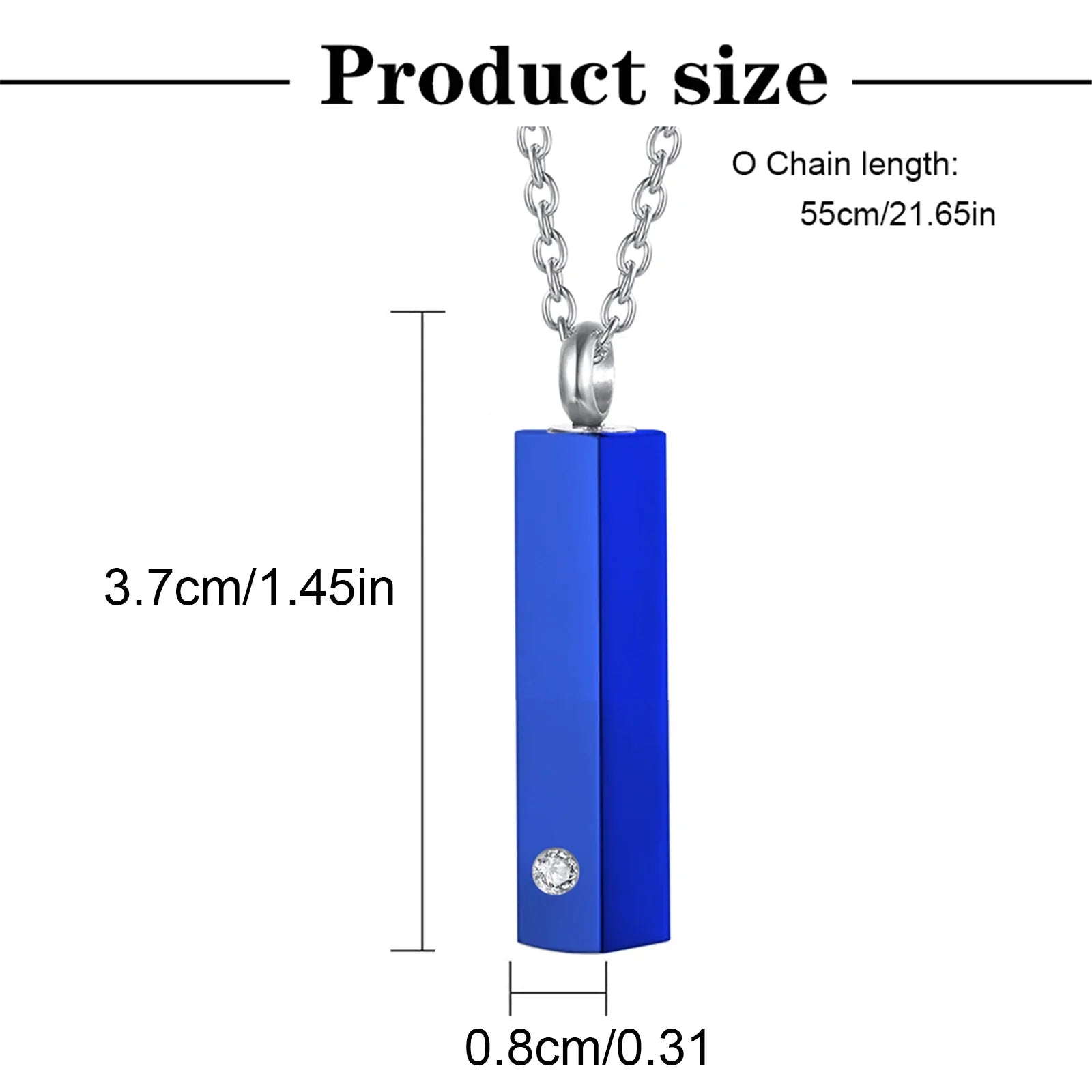 Cube Urn Necklace for Ashes | Aluminum Alloy Cremation Jewelry with Crystal Memorial Pendant