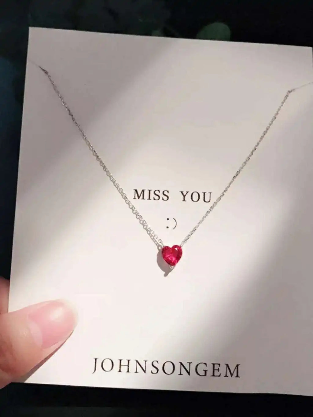 Silver Plated Red Zircon Heart Pendant Necklace | Women's Charm Jewelry