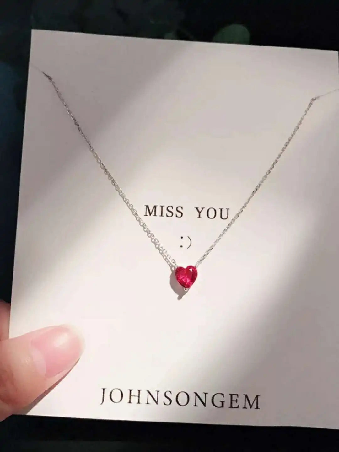 Silver Plated Red Zircon Heart Pendant Necklace | Women's Charm Jewelry