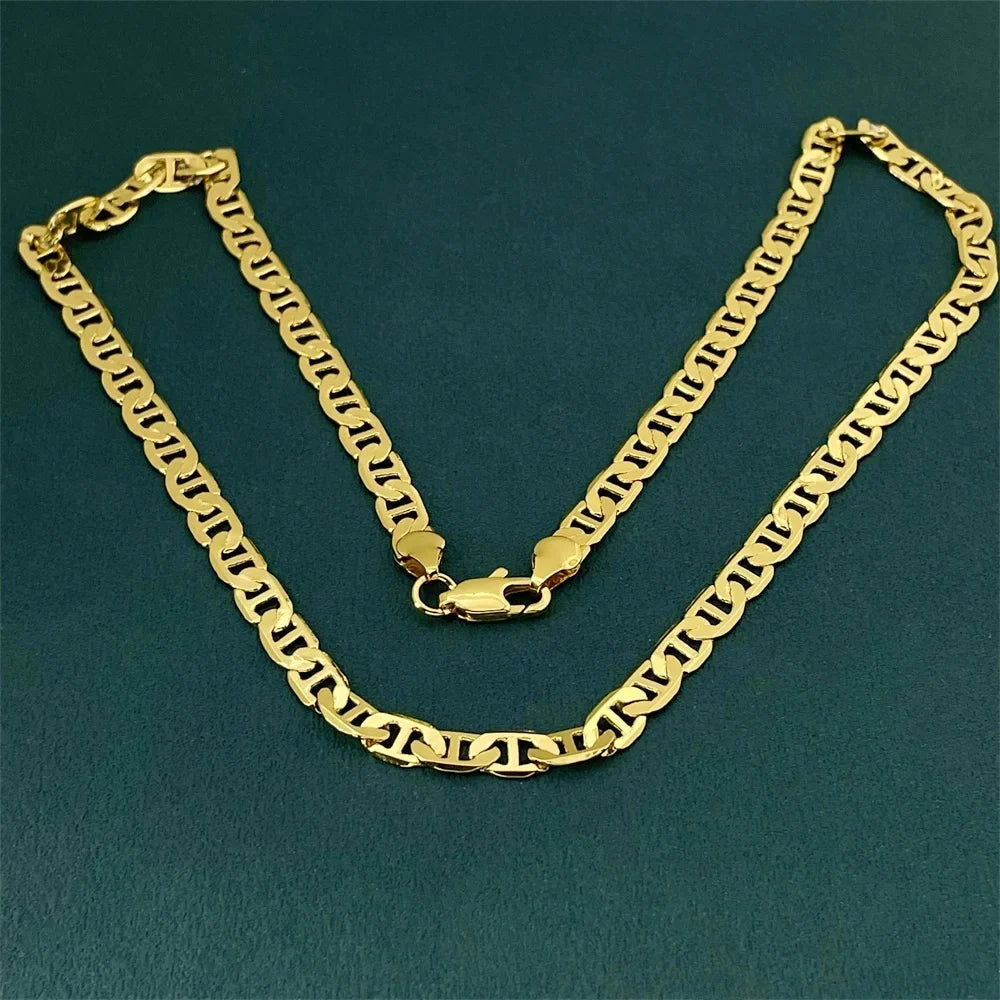 Andara 925 Sterling Silver Gold Plated 6mm Figaro Necklace | Unisex Engagement Gift