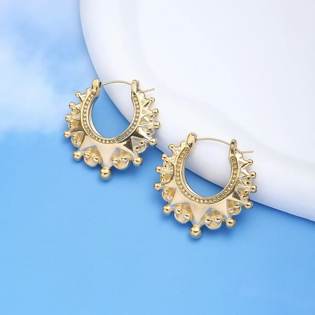 Vintage Stainless Steel Pointed Hoop Earrings | Victorian Bohemian Ear Jewelry