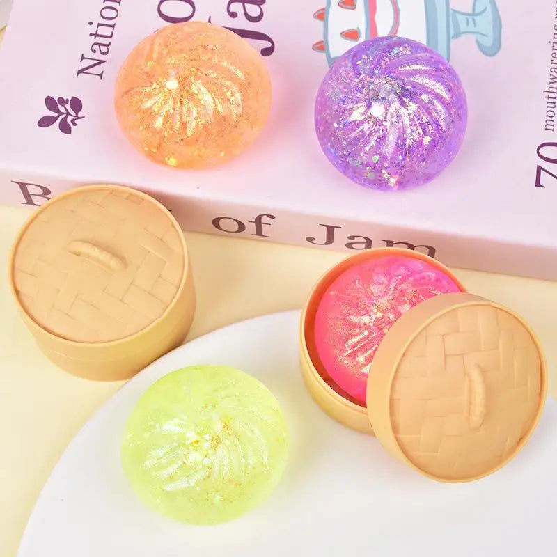 Colorful Glitter Dumpling Stress Ball | Fun Sensory Squeeze Toy