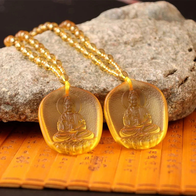 Handcrafted Buddhist Mala Bead Necklace | Stone Buddha Pendant