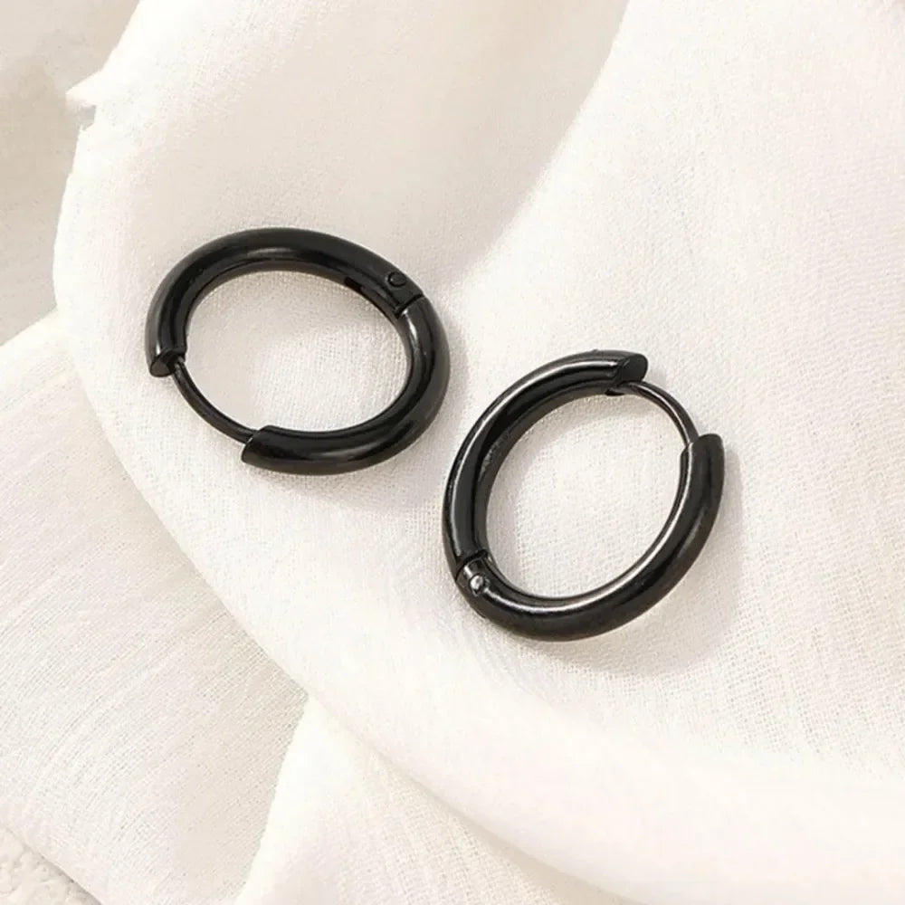 2.5mm Stainless Steel Hoop Earrings Set | Gold Color Stackable Round Hoops for Unisex