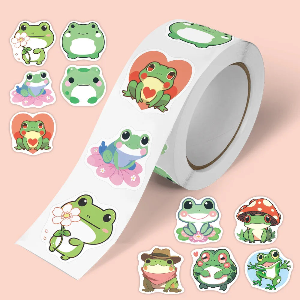 100-500pcs Cute Traveling Frog Cartoon Stickers | DIY Waterproof Decor for Laptops, Guitars, and More