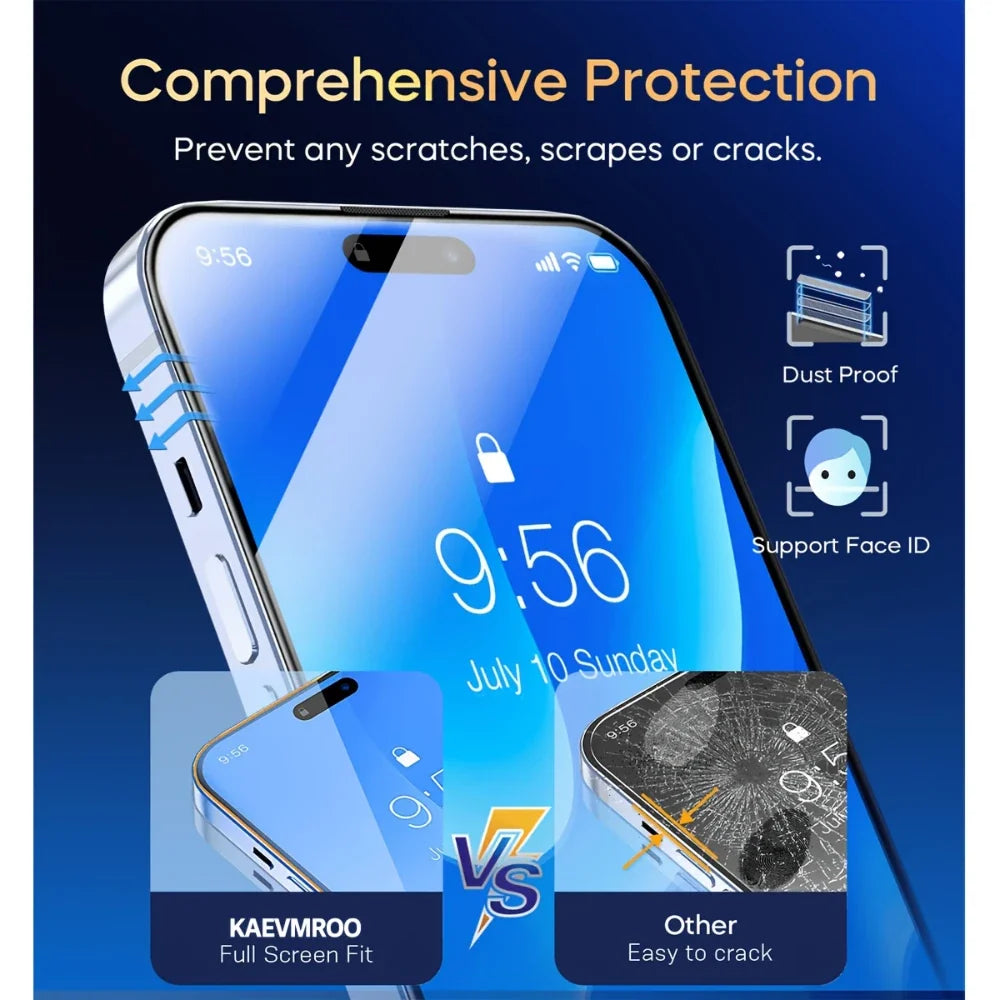NNBILI 3pc Ultra HD Tempered Glass Screen Protector | Full Coverage with Auto-Alignment Kit