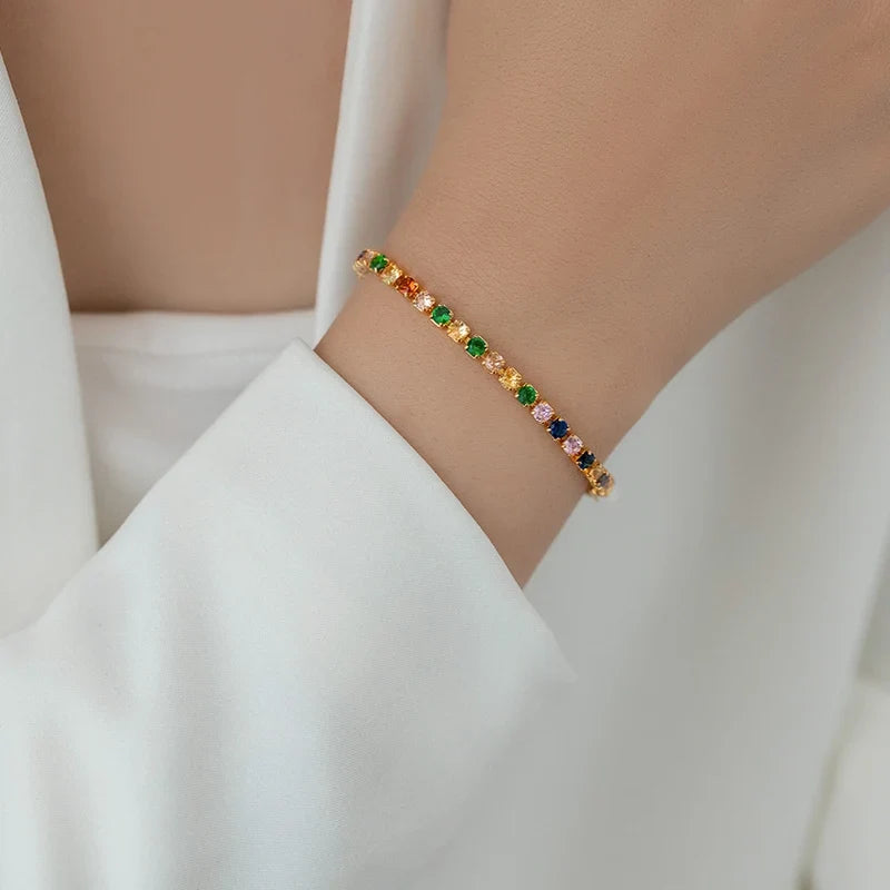 Dopamine Colored Zircon Collarbone Chain | Gold Colour Women's Trend Necklace