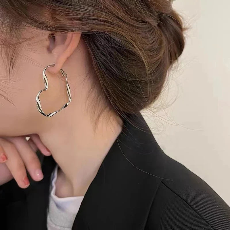 Trendy Hollow Heart Earring Cuff | Fashion Hoop Earrings for Women