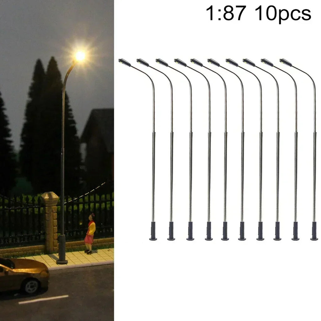 HO Scale Street Lamp Post Warm White 1:87 Model Railway Lighting | 10 Pack Diorama Accessory